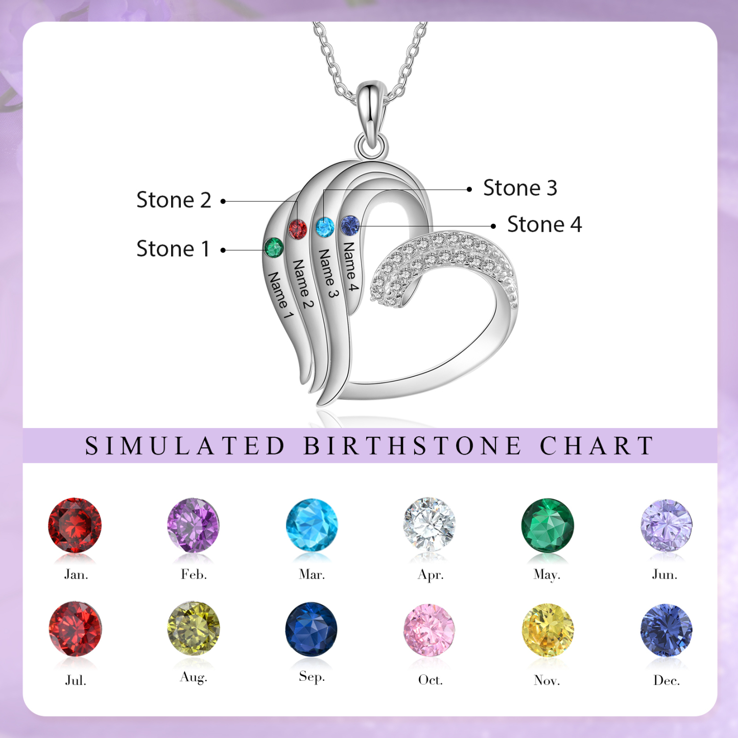 [Copy]Personalized Heart Necklace with 2 Names & Birthstones A Thoughtful Gift for Her
