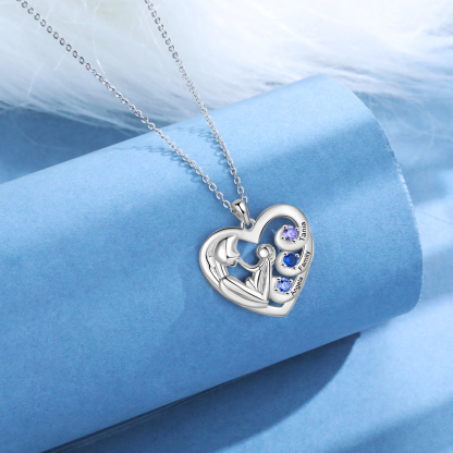 Personalized Heart Necklace  Custom 3 Birthstones and Names Perfect Christmas Gift