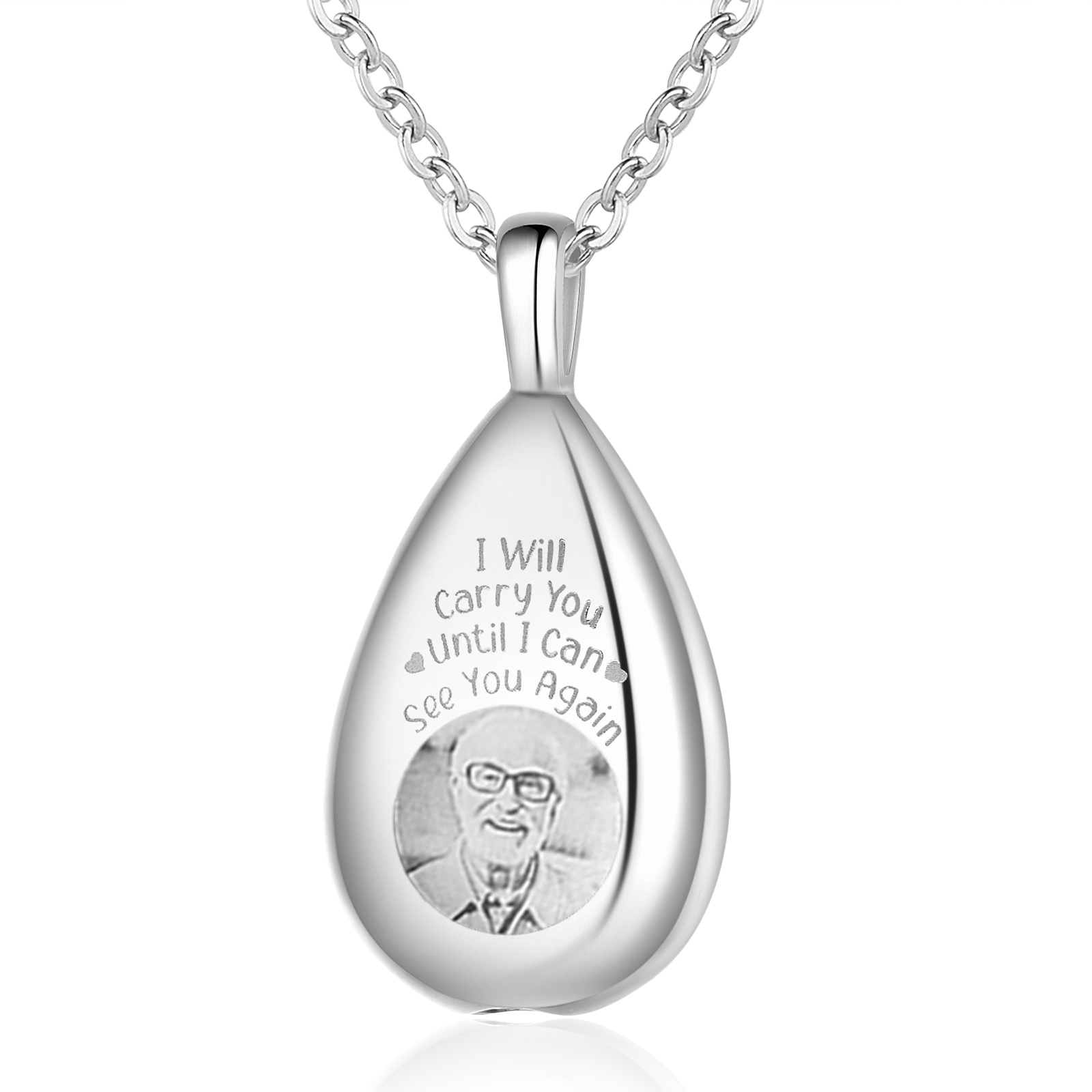 Personalized Memorial Ashes Necklace Custom Photo Commemorative Gifts - I Will Carry You Until I See You Again