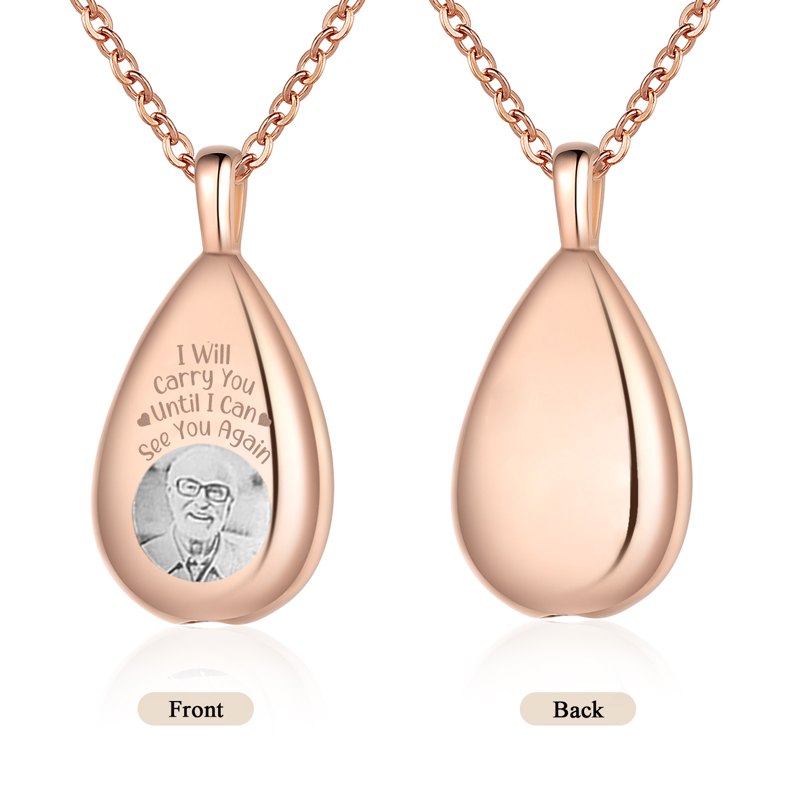 Personalized Memorial Ashes Necklace Custom Photo Commemorative Gifts - I Will Carry You Until I See You Again