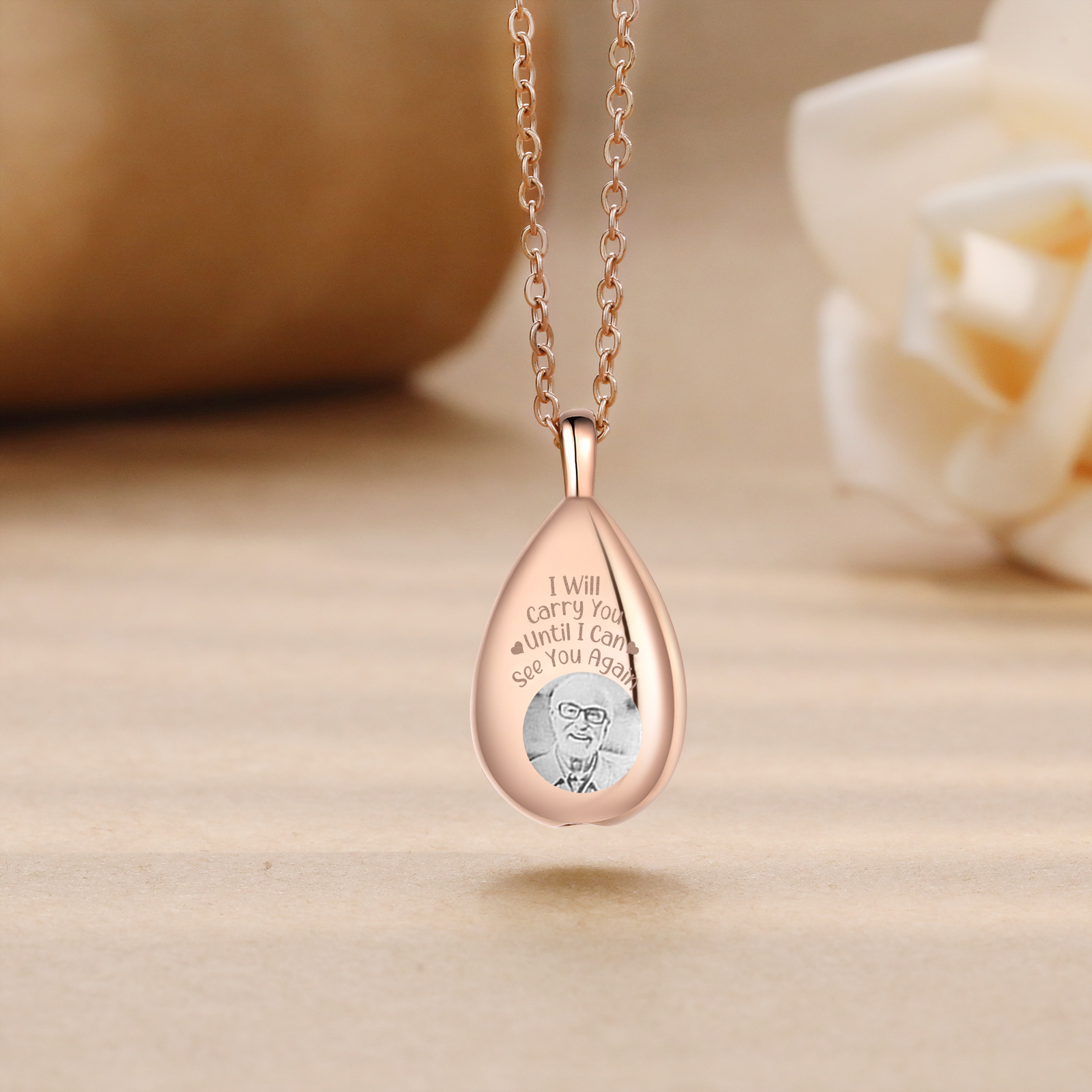 Personalized Memorial Ashes Necklace Custom Photo Commemorative Gifts - I Will Carry You Until I See You Again