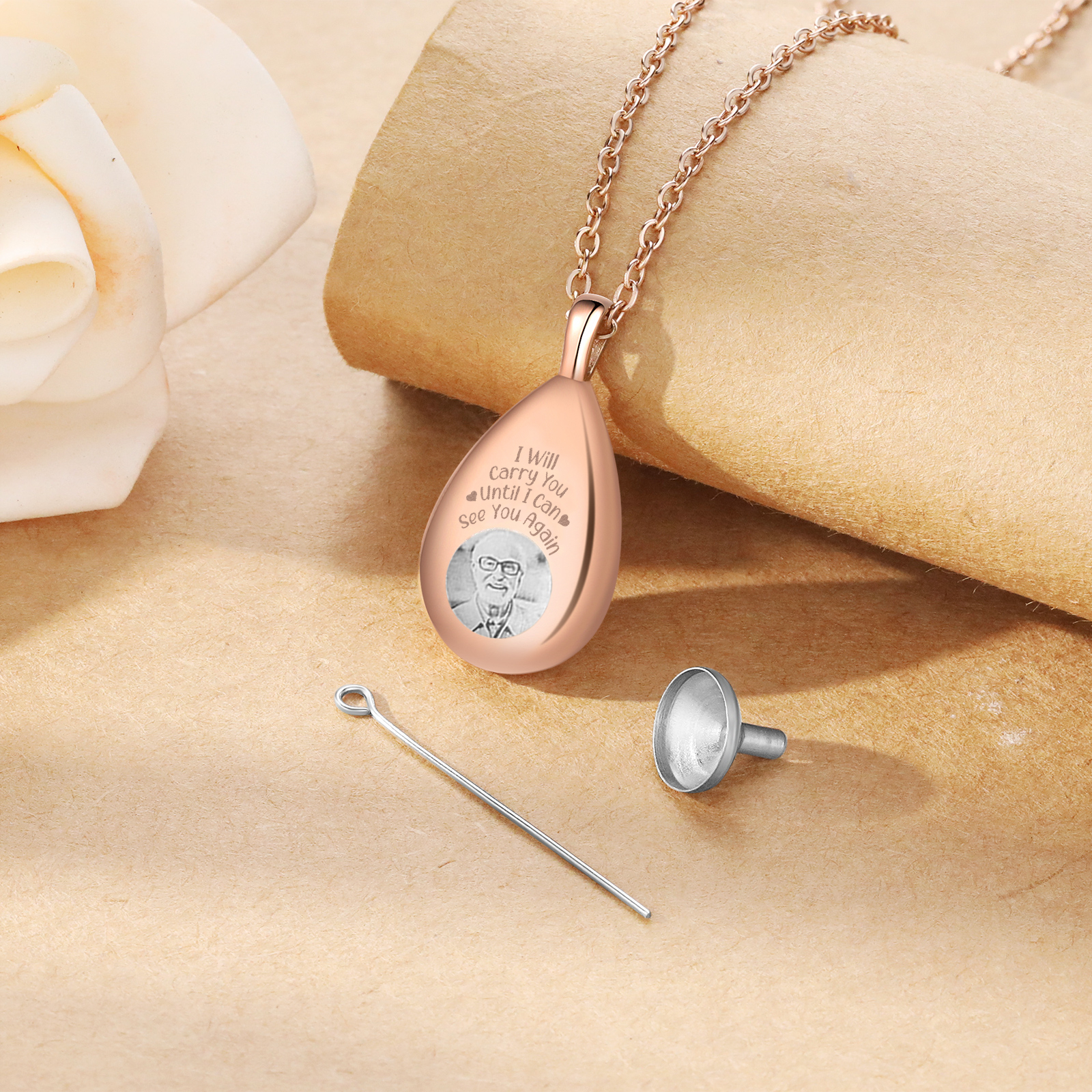 Personalized Memorial Ashes Necklace Custom Photo Commemorative Gifts - I Will Carry You Until I See You Again