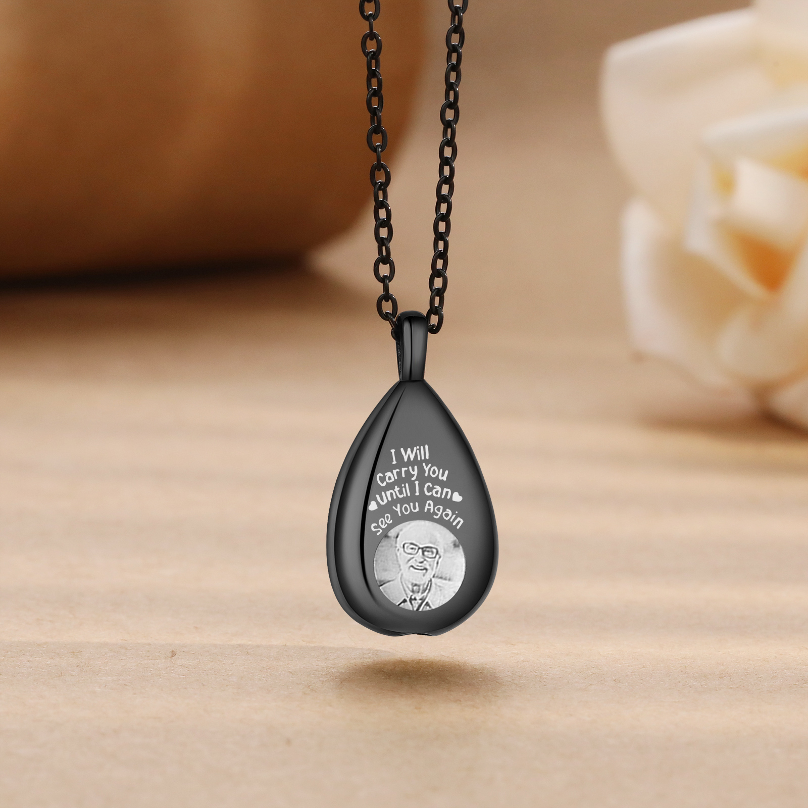 Personalized Memorial Ashes Necklace Custom Photo Commemorative Gifts - I Will Carry You Until I See You Again