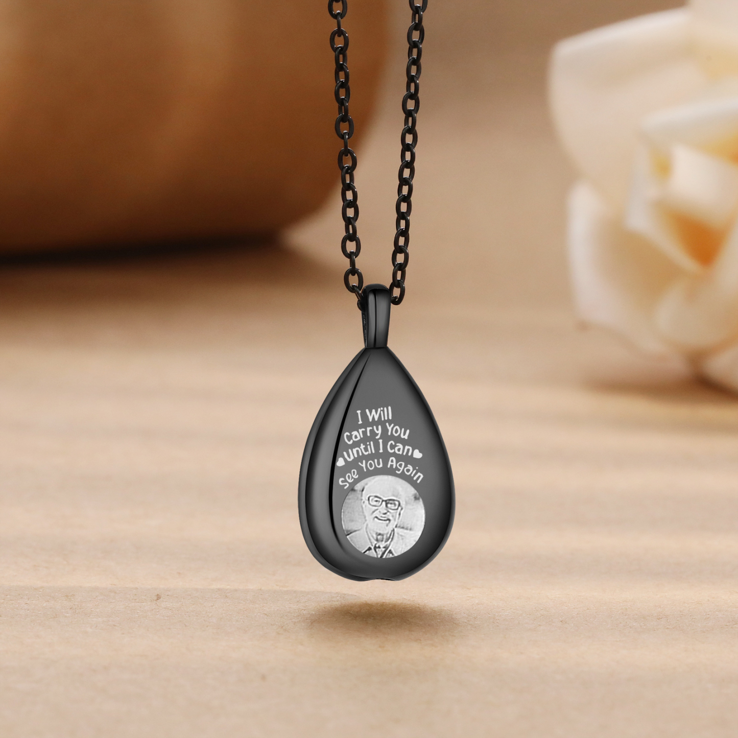 Personalized Memorial Ashes Necklace Custom Photo Commemorative Gifts - I Will Carry You Until I See You Again