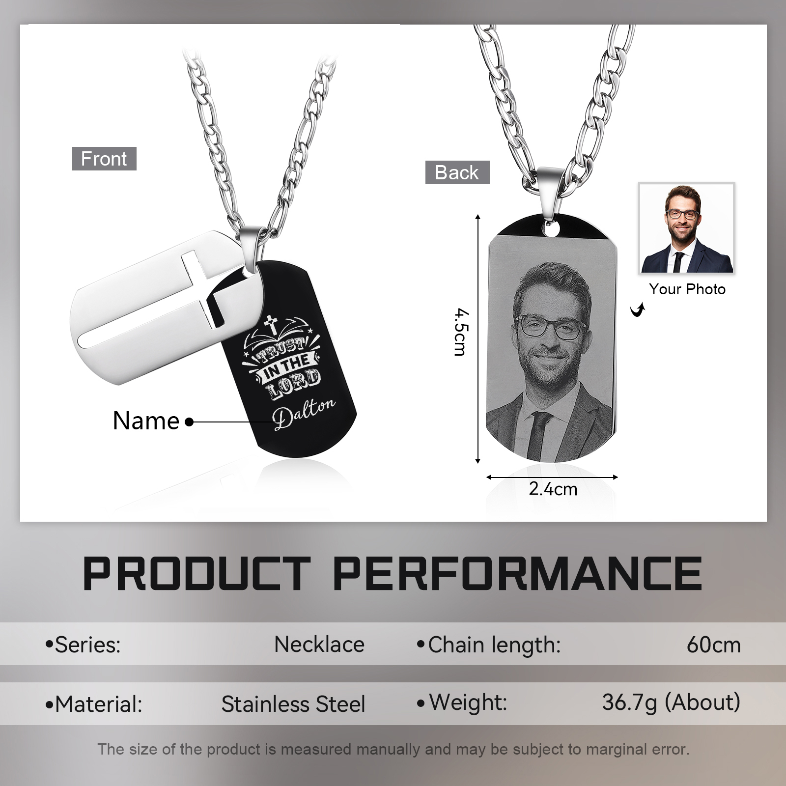 Trust In The Lord Personalized Cross Necklace Unique Gift for Him