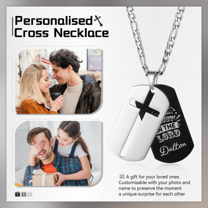 Trust In The Lord Personalized Cross Necklace Unique Gift for Him