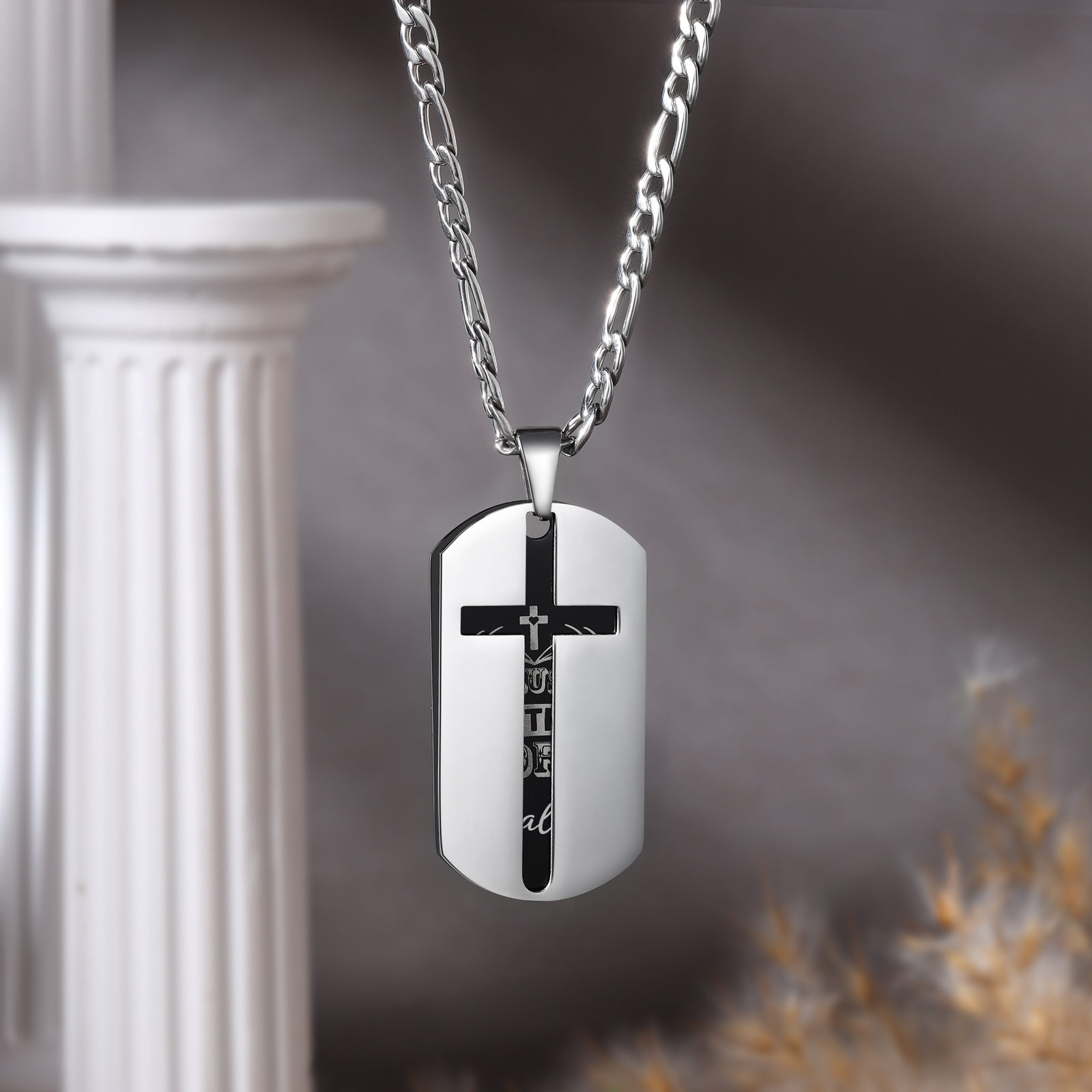 Trust In The Lord Personalized Cross Necklace Unique Gift for Him