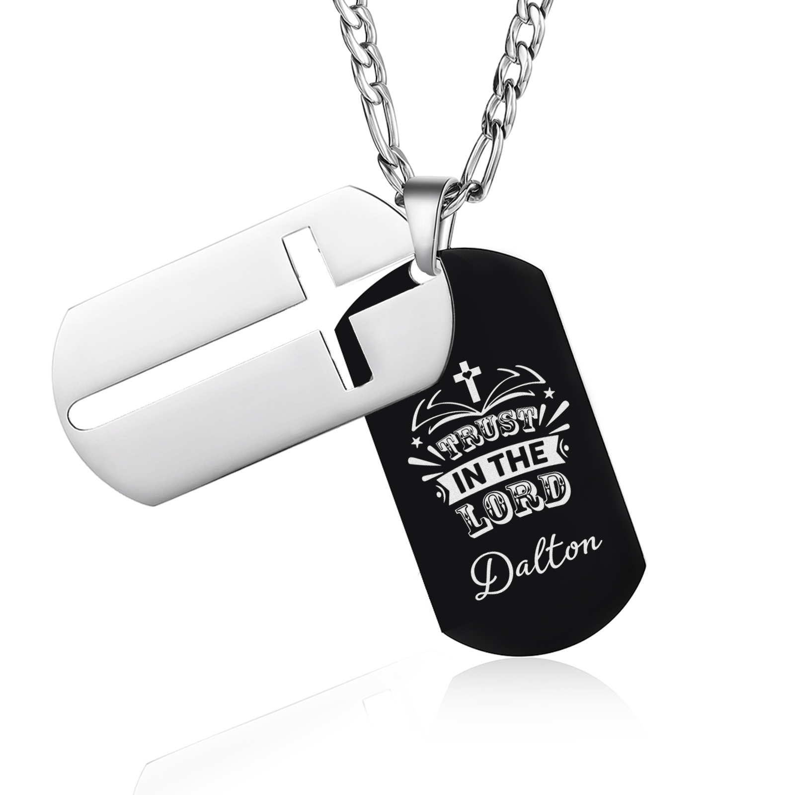 Trust In The Lord Personalized Cross Necklace Unique Gift for Him