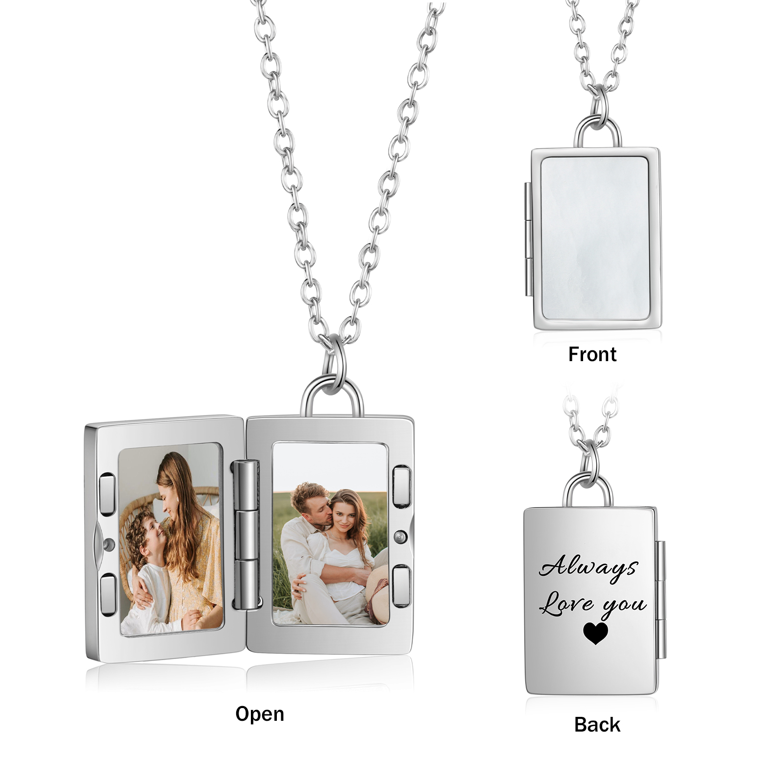 Personalized 2 Photos Frame Necklace A Heartwarming Custom Gift for Her