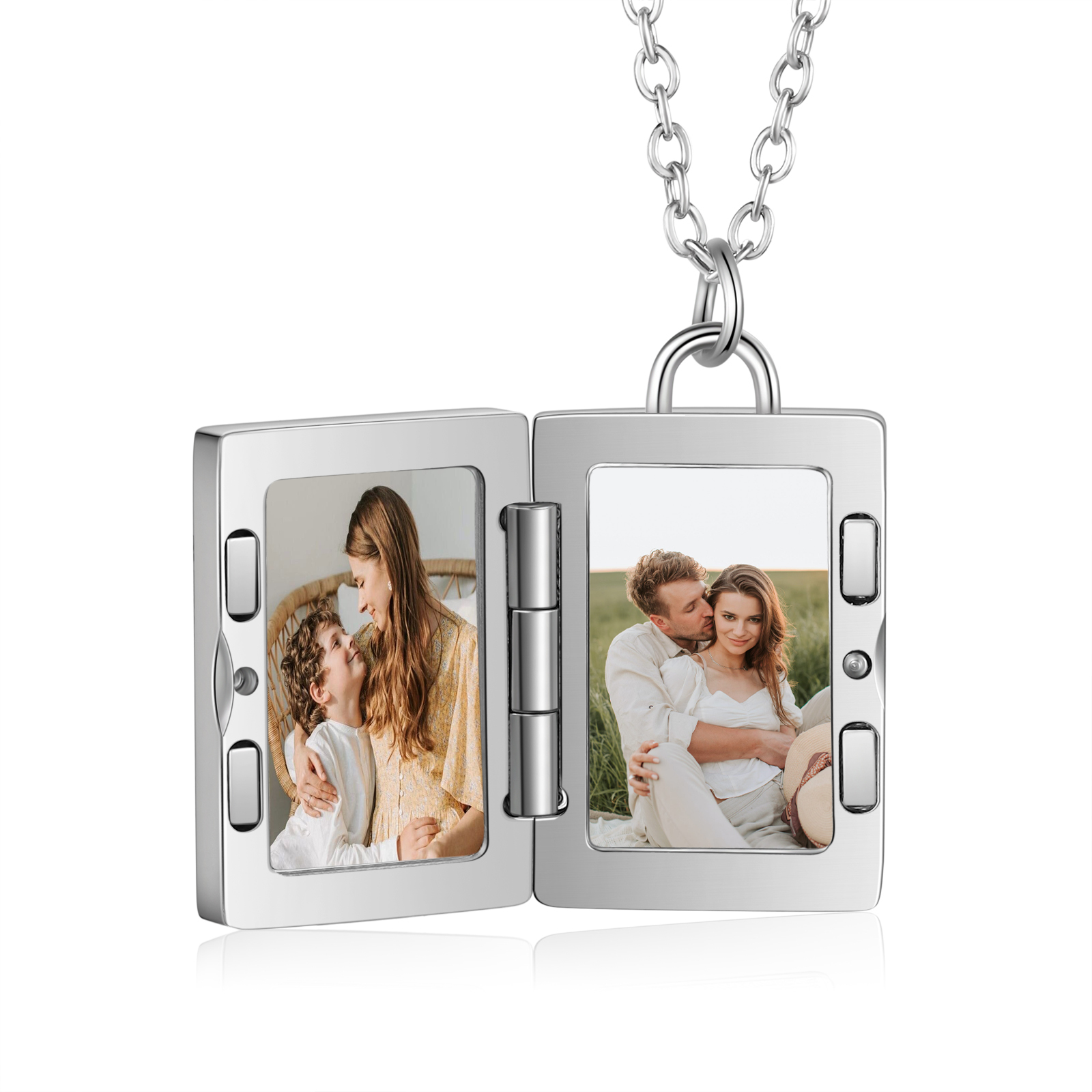 Personalized 2 Photos Frame Necklace A Heartwarming Custom Gift for Her
