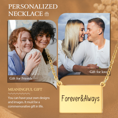 Forever & Always Personalized Hidden Photo Locket Necklace Envelope Style Photo Necklace for Her