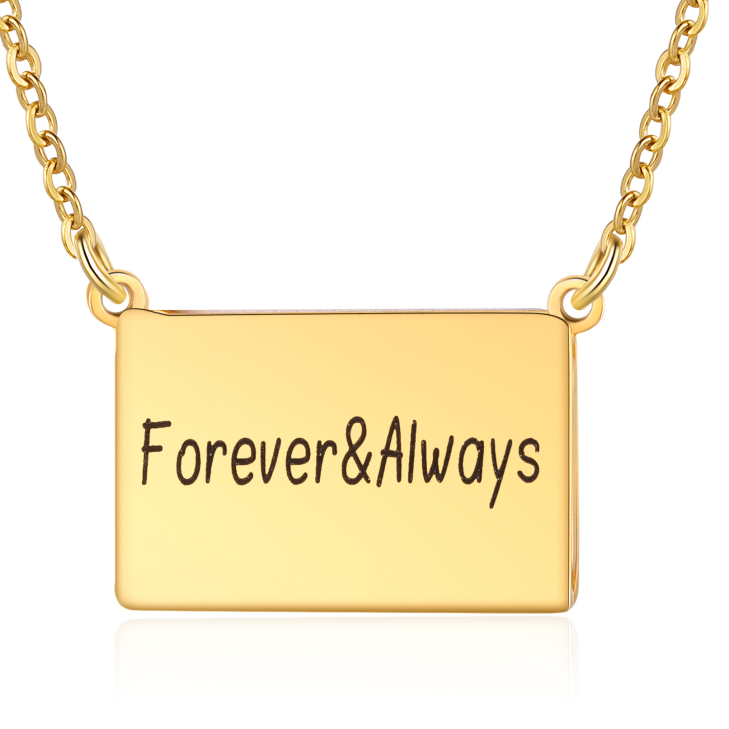 Forever & Always Personalized Hidden Photo Locket Necklace Envelope Style Photo Necklace for Her