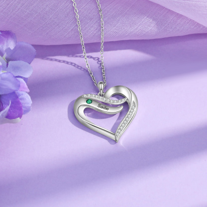 Personalized Birthstone Necklace Custom Names & Birthstones Gift for Mom Wife or Daughter 925 Silver or Cooper