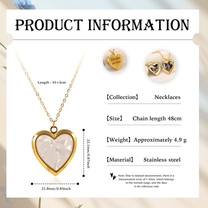 Personalized Heart Shaped Locket Necklace for Women with 2 Photos and 1 Custom Text
