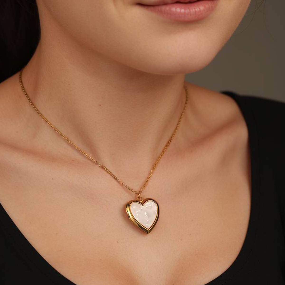 Personalized Heart Shaped Locket Necklace for Women with 2 Photos and 1 Custom Text