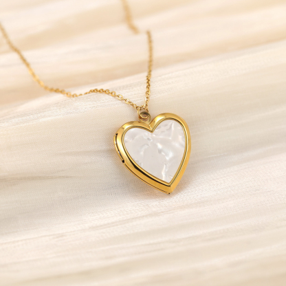 Personalized Heart Shaped Locket Necklace for Women with 2 Photos and 1 Custom Text