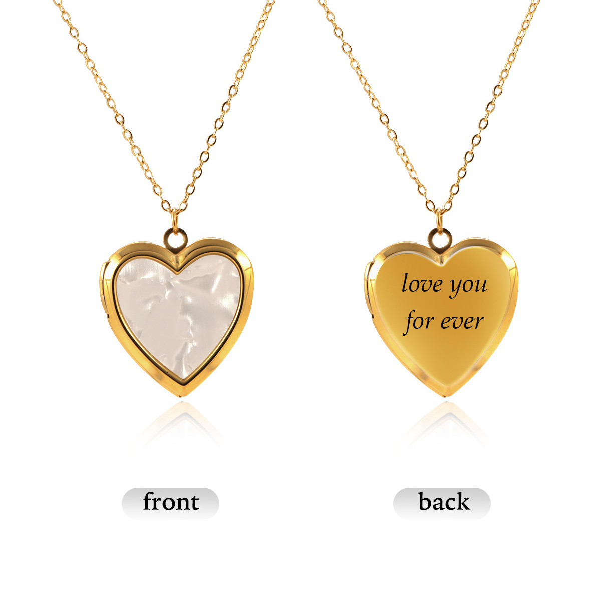 Personalized Heart Shaped Locket Necklace for Women with 2 Photos and 1 Custom Text