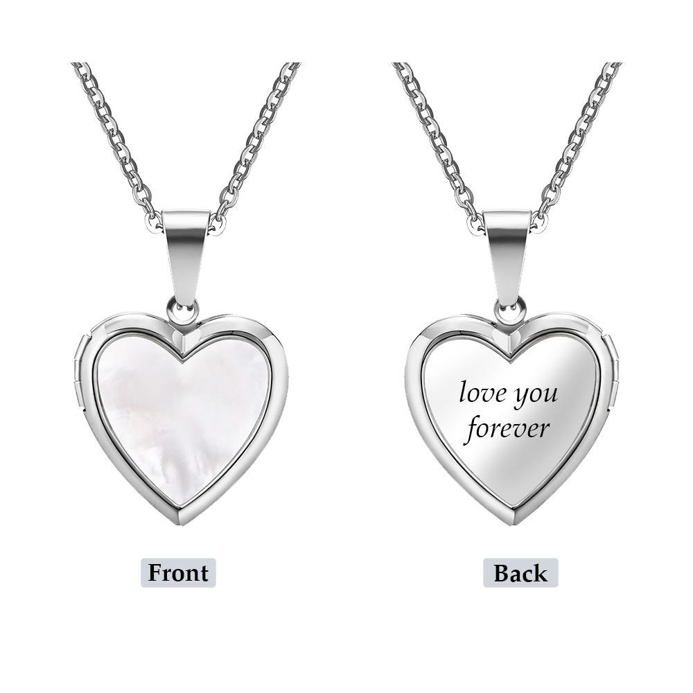 Personalized Heart Shaped Locket Necklace for Women Custom with 2 Photos and 1 Text