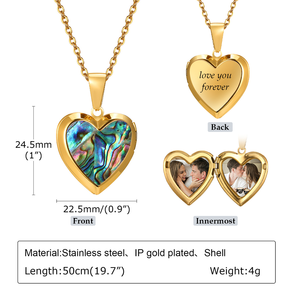 Personalized Heart Shaped Locket Necklace for Women Custom with 2 Photos and 1 Text