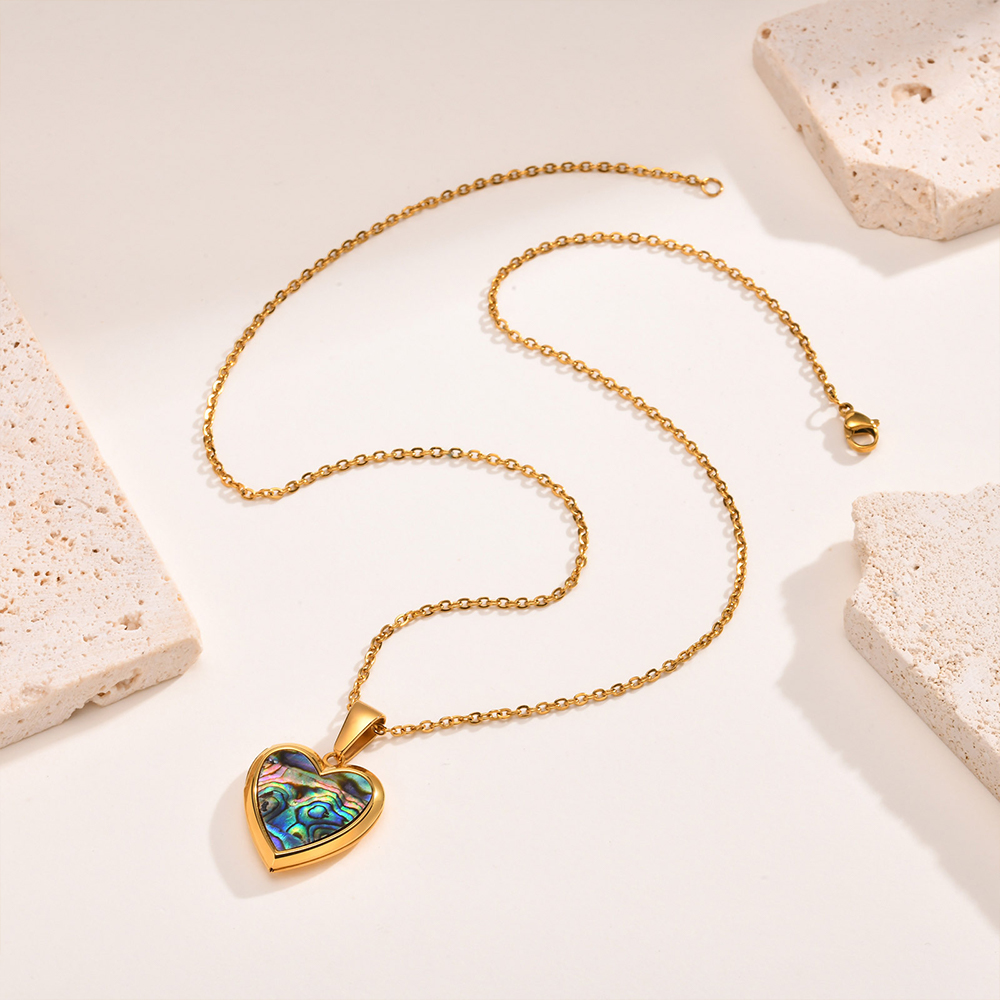 Personalized Heart Shaped Locket Necklace for Women Custom with 2 Photos and 1 Text