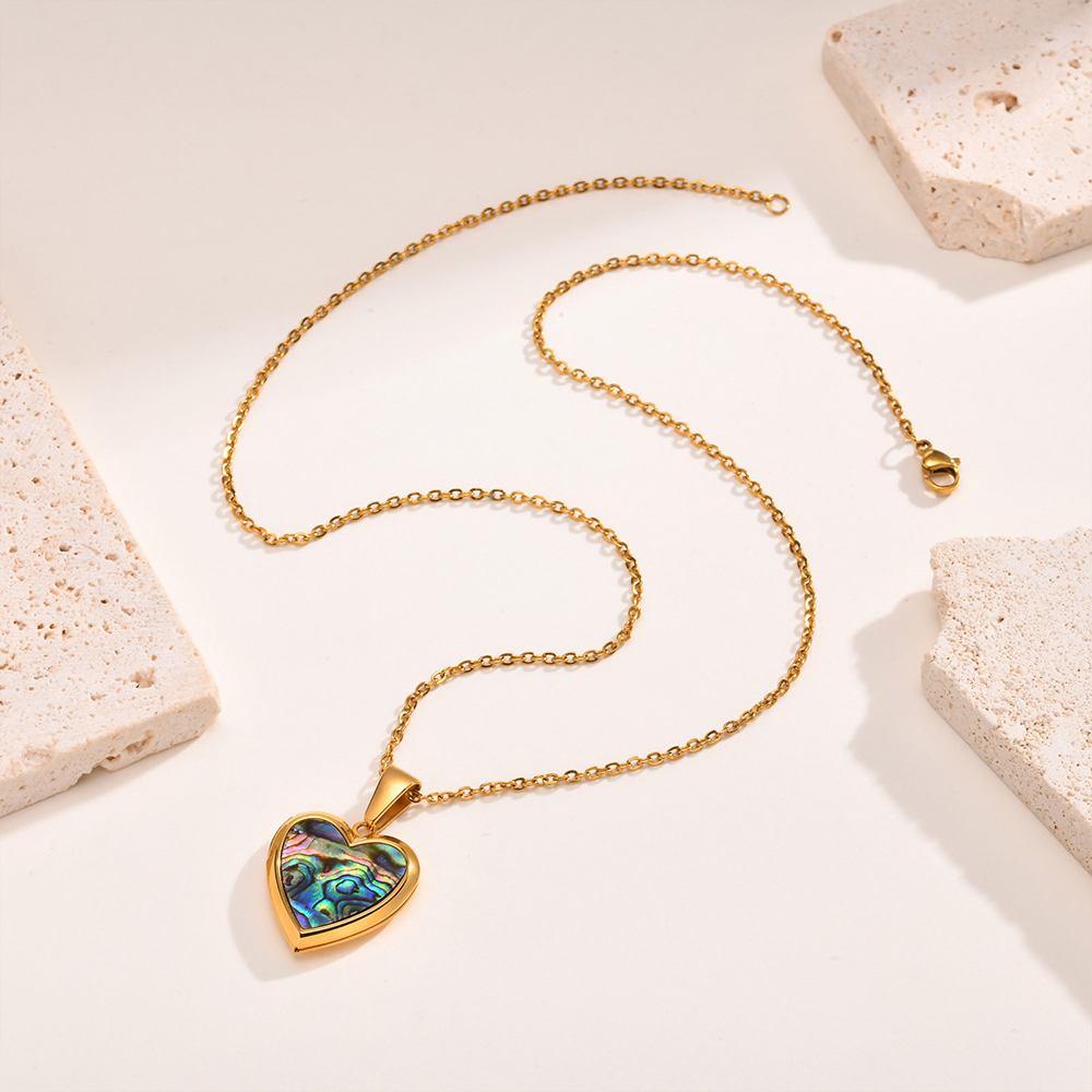 Personalized Heart Shaped Locket Necklace for Women Custom with 2 Photos and 1 Text