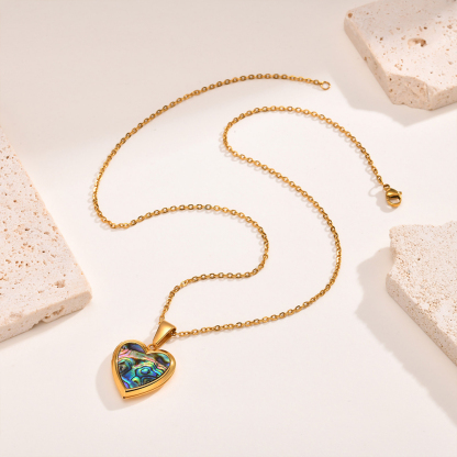 Personalized Heart Shaped Locket Necklace for Women Custom with 2 Photos and 1 Text