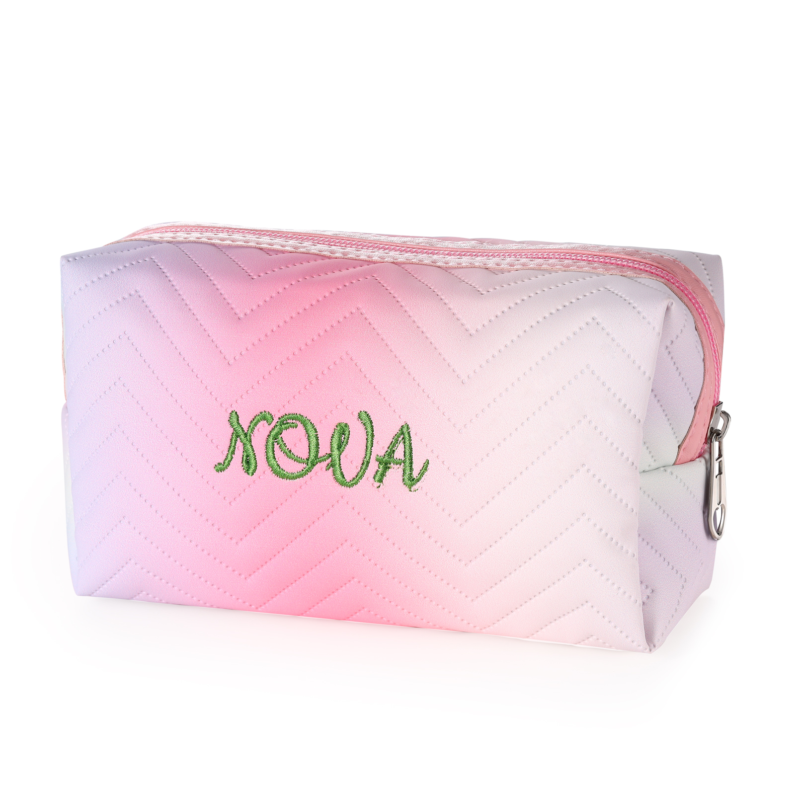 Personalized Embroidered Makeup Bag Teen Girls Small Travel Makeup Bag Zipper Bag Cosmetic Bag Waterproof Cute Rainbow Pink Gradient Makeup Bag