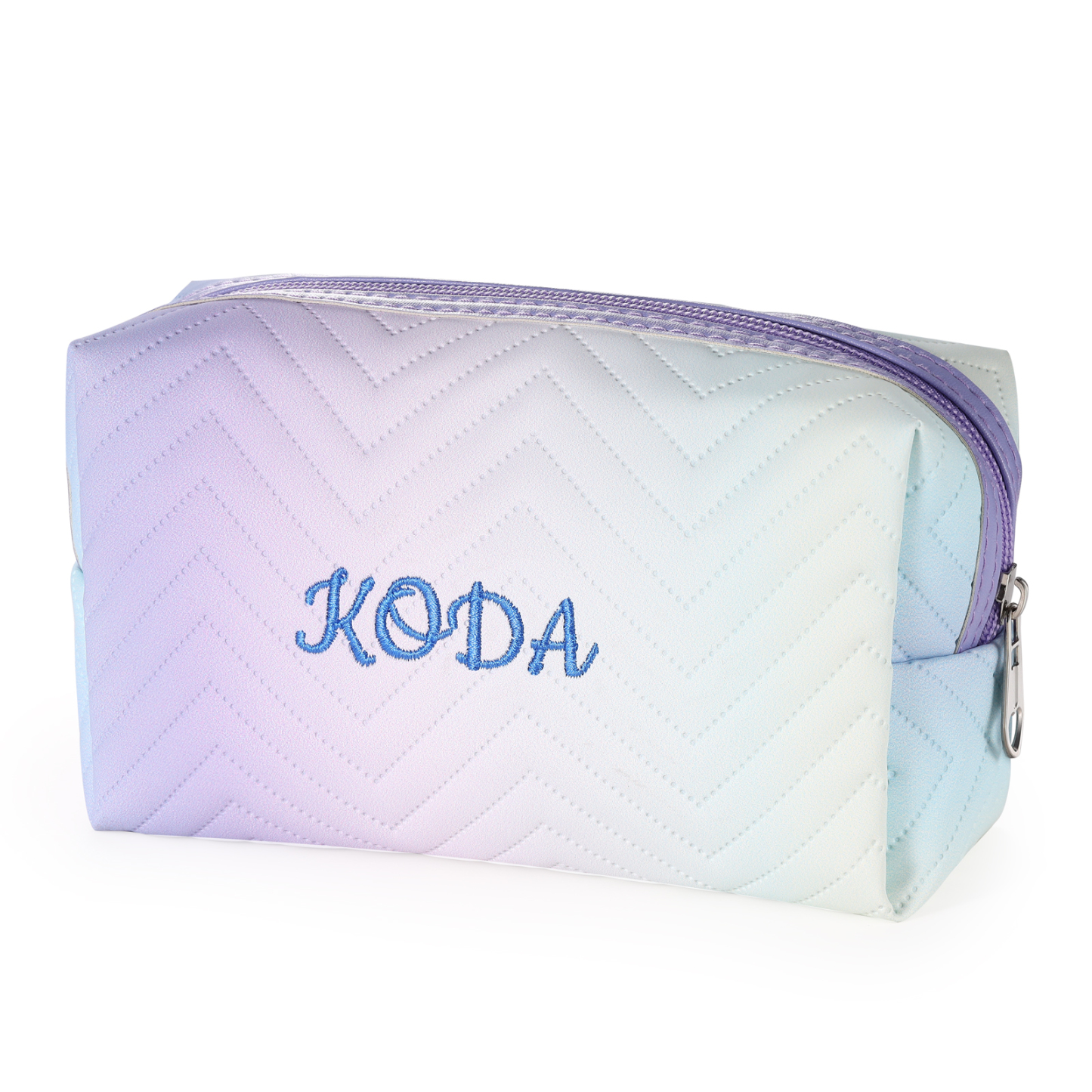 Personalized Embroidered Makeup Bag Teen Girls Small Travel Makeup Bag Zipper Bag Cosmetic Bag Waterproof Cute Rainbow Pink Gradient Makeup Bag