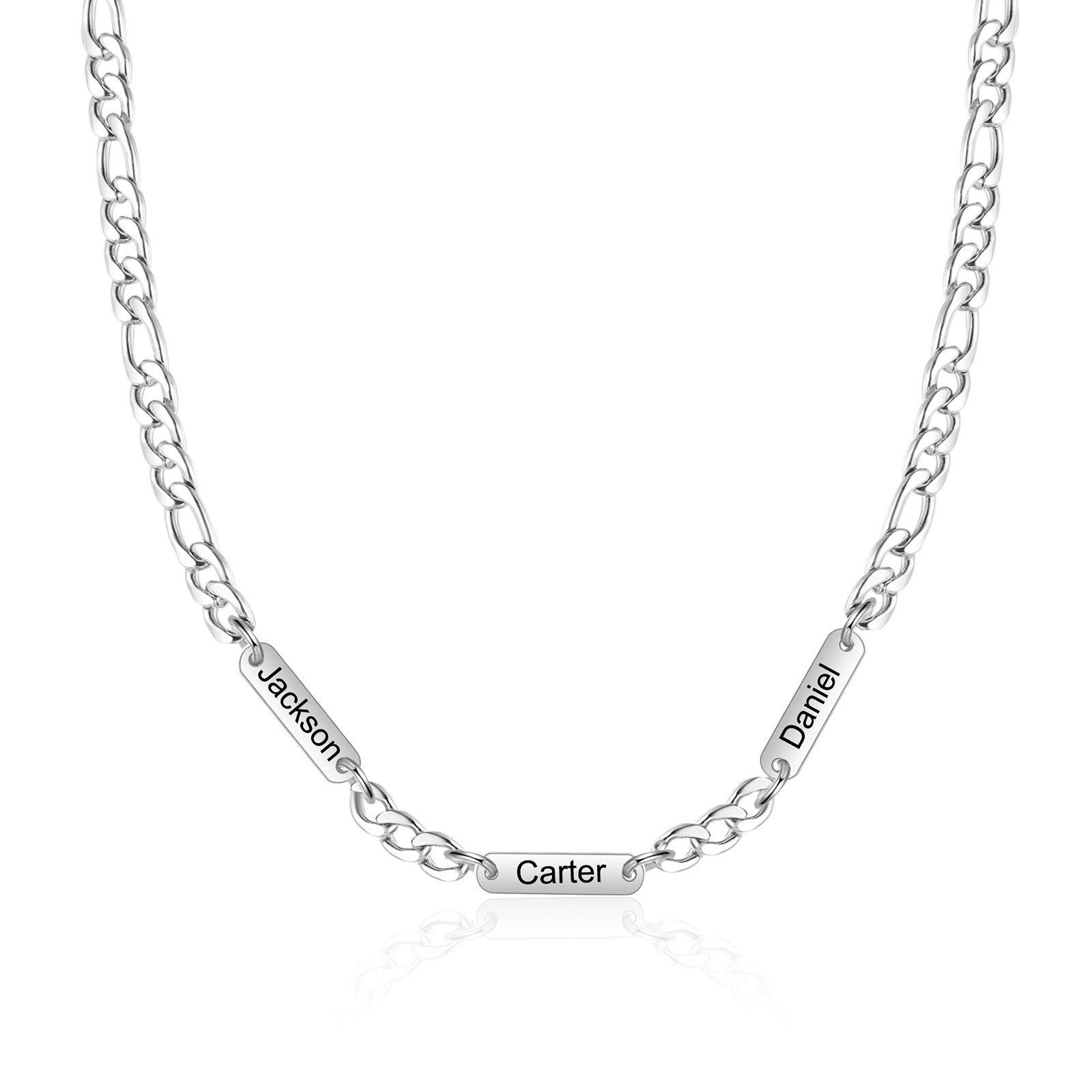 Mens Personalized Necklace Custom 1 to 3 Names Adjustable Stainless Steel Valentine’s Day Gift for Him