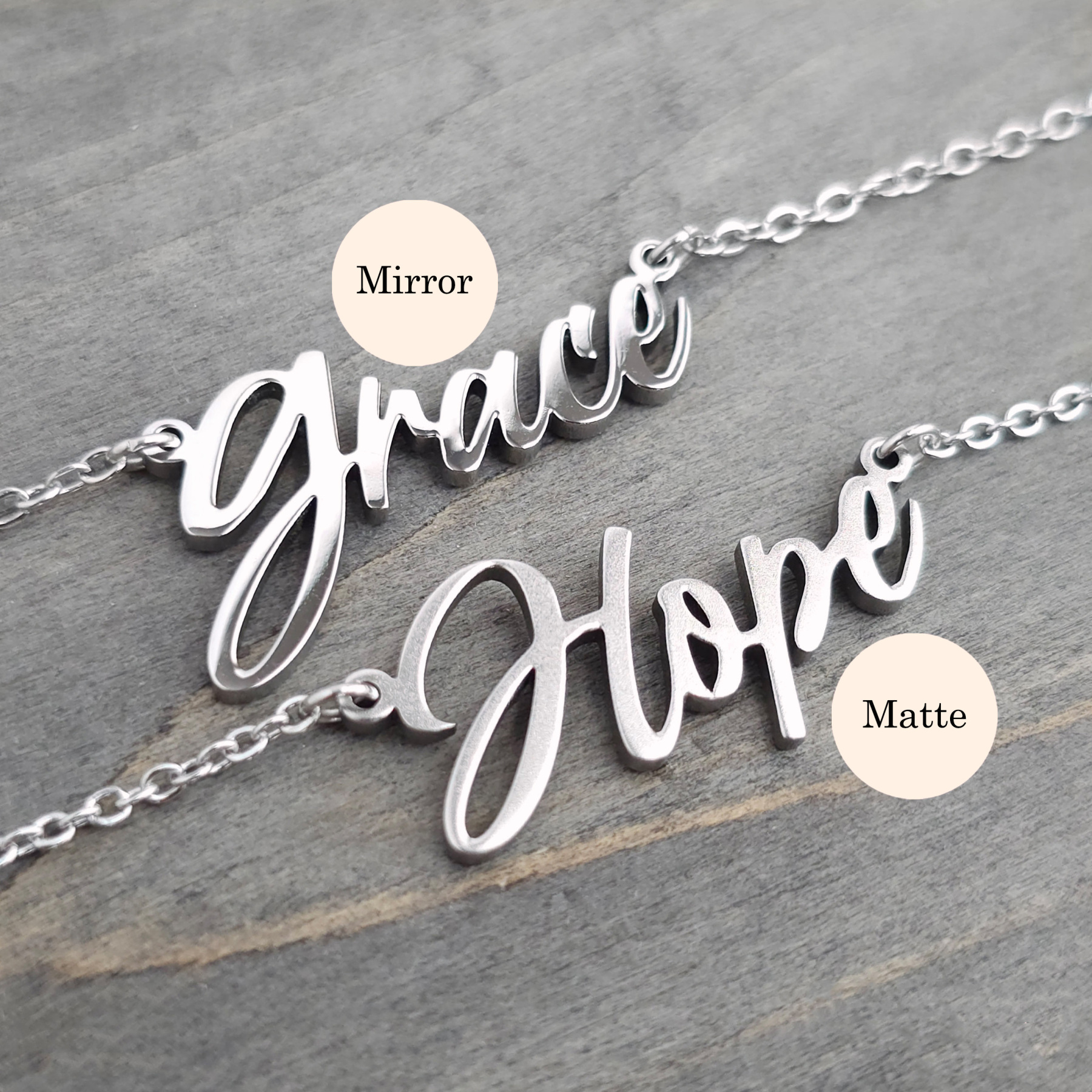 Personalized Name Necklace Custom Engraved Waterproof Tarnish-Resistant 3 Fonts 2 Finishes Perfect Gift for Her