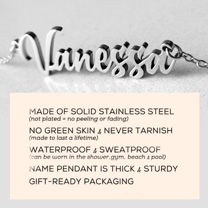 Personalized Name Necklace Custom Engraved Waterproof Tarnish-Resistant 3 Fonts 2 Finishes Perfect Gift for Her
