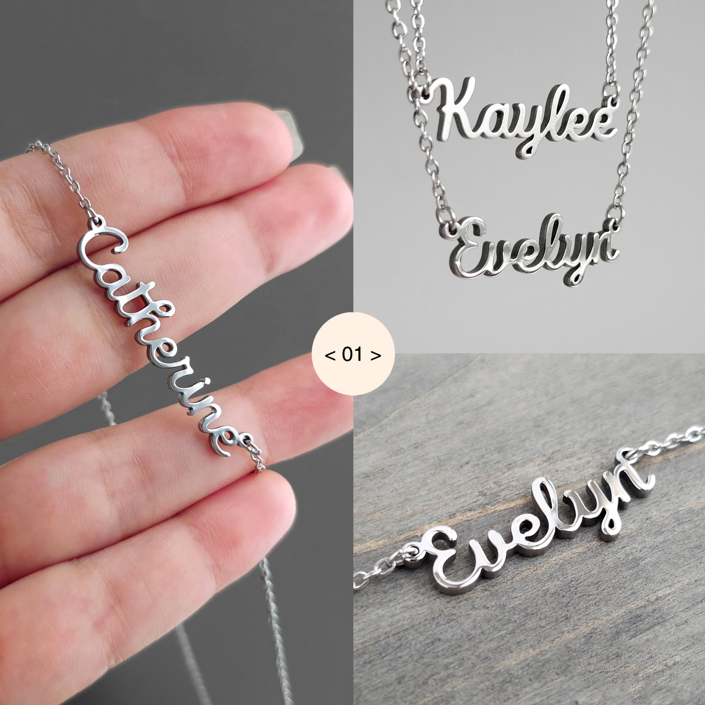 Personalized Name Necklace Custom Engraved Waterproof Tarnish-Resistant 3 Fonts 2 Finishes Perfect Gift for Her