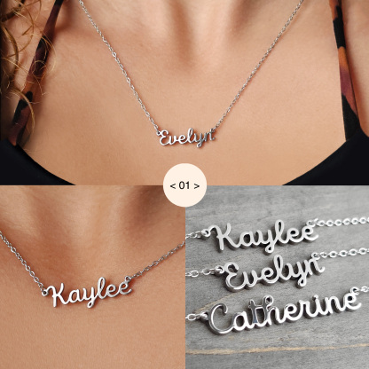 Personalized Name Necklace Custom Engraved Waterproof Tarnish-Resistant 3 Fonts 2 Finishes Perfect Gift for Her