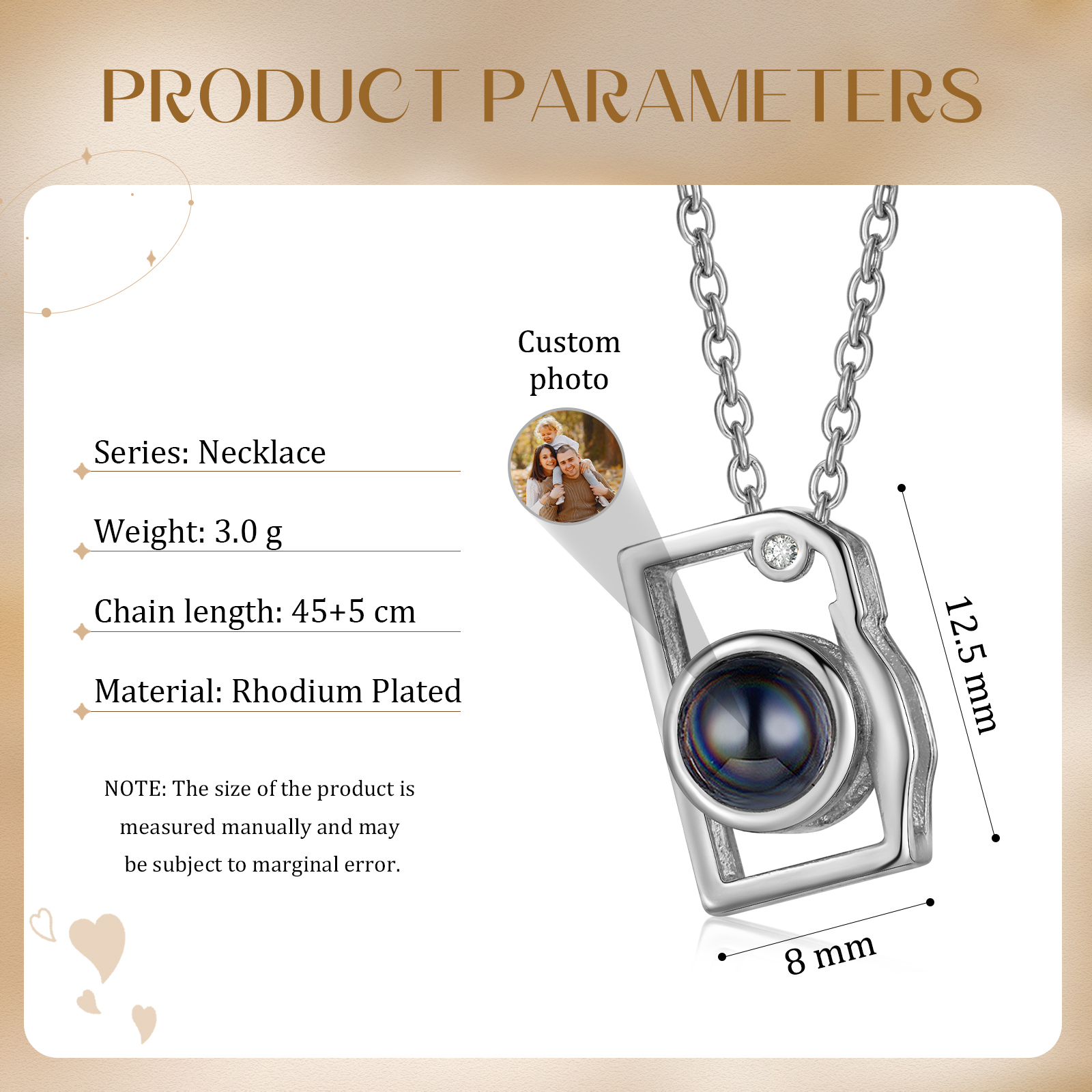 Camera Shape Pendant Personalized Photo Projection Necklace Unique Gift for Her