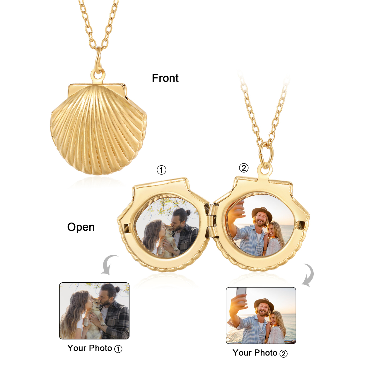 [Copy]Personalized Hidden Photo Locket Necklace Envelope Style Photo Necklace for Her