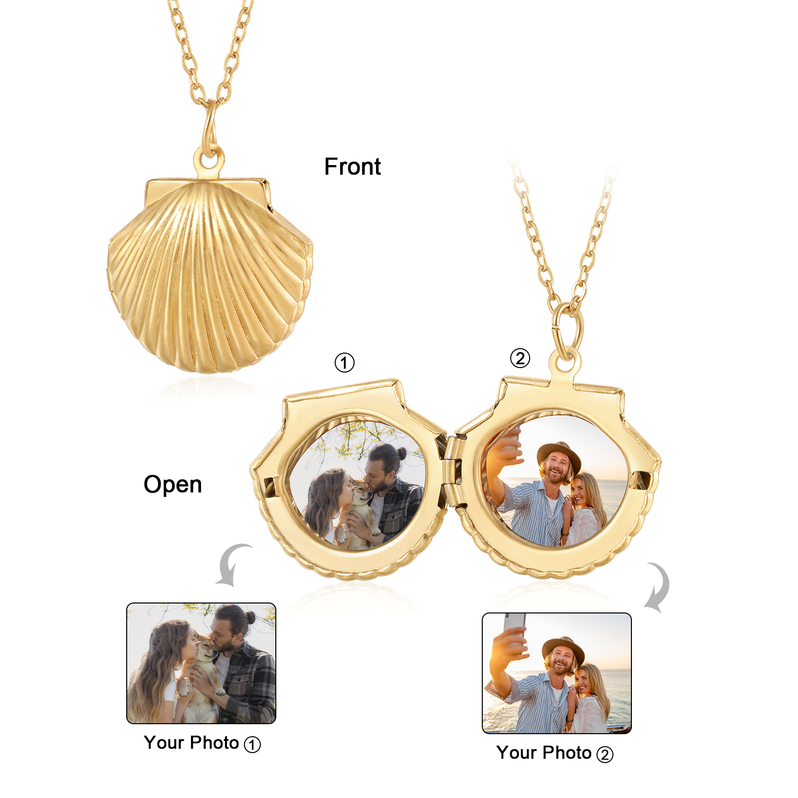 [Copy]Personalized Hidden Photo Locket Necklace Envelope Style Photo Necklace for Her