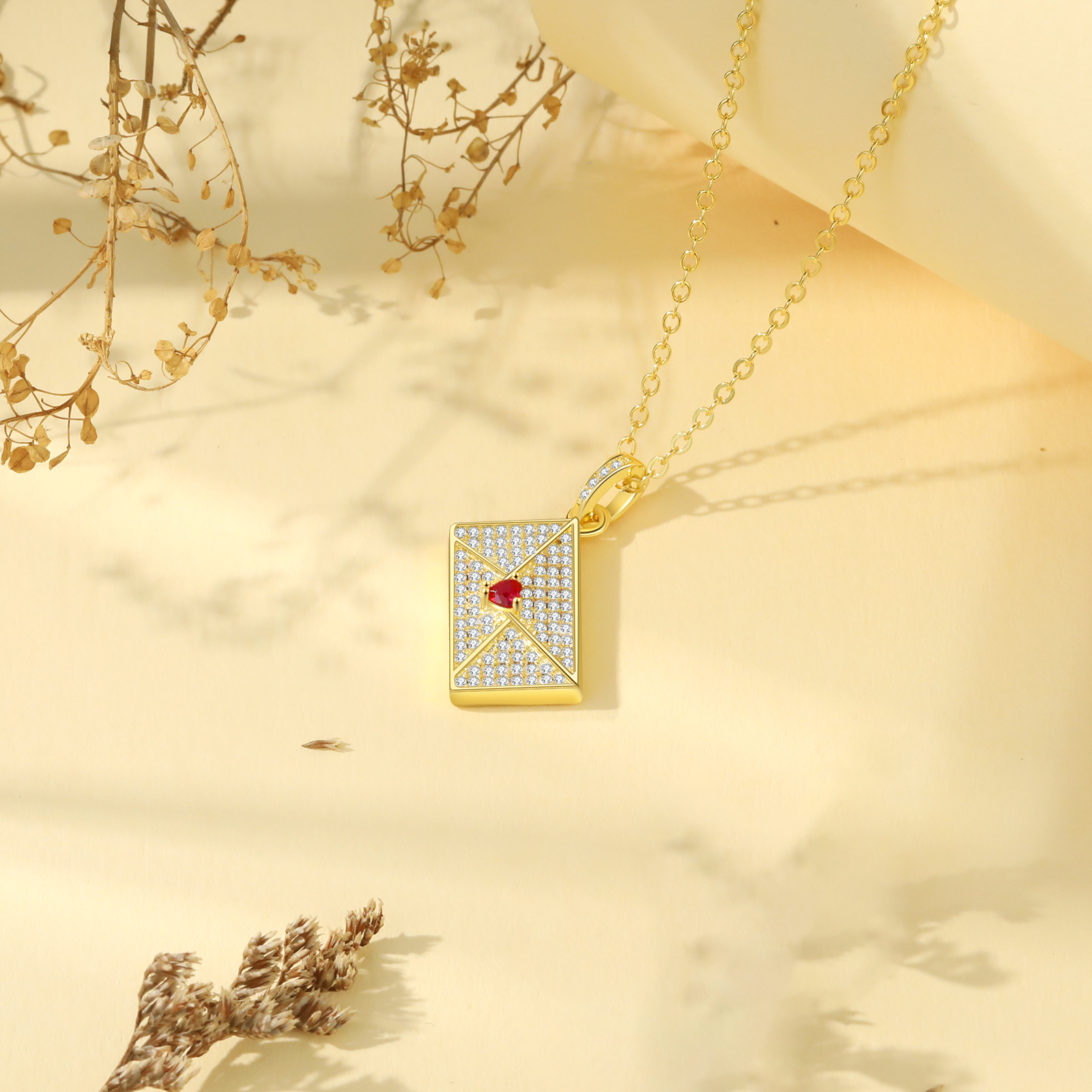 Personalised Necklace with Photo Envelope Pendant in Silver Gold Black or Rose Gold Gift for Her