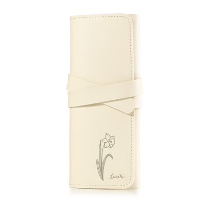 Personalised Jewellery Storage Roll Custom Birthday Flower Design Romantic Gift for Her | Lorajewel