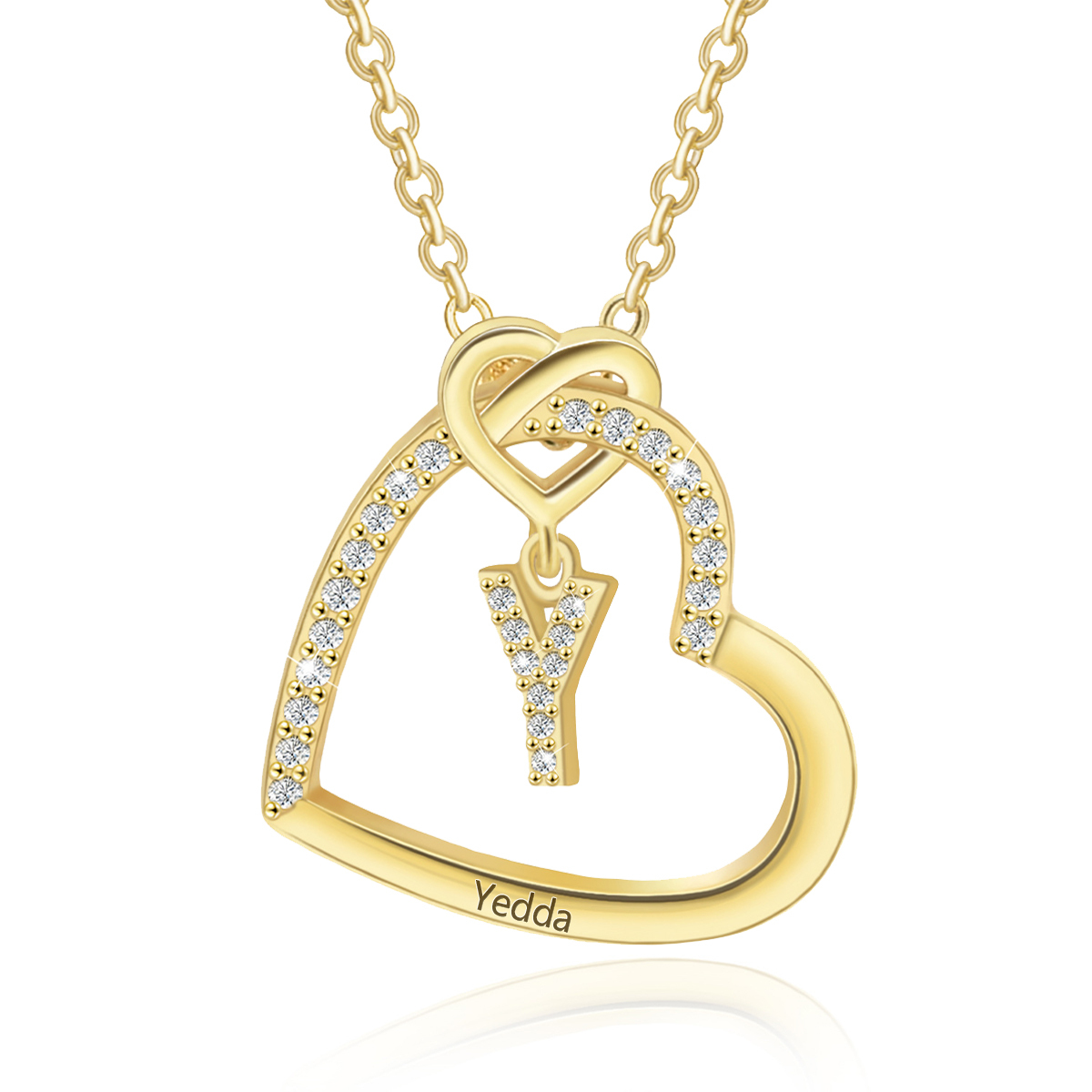 Personalized Letter Necklace 2 Hearts Custom Name & Letter Pendant Gift for Her | Lorajewel