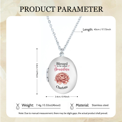 Personalised Birth Flower Locket Necklace, Custom 1 Photo  & 1 Name Pendant Gift for Grandma | Jessemade