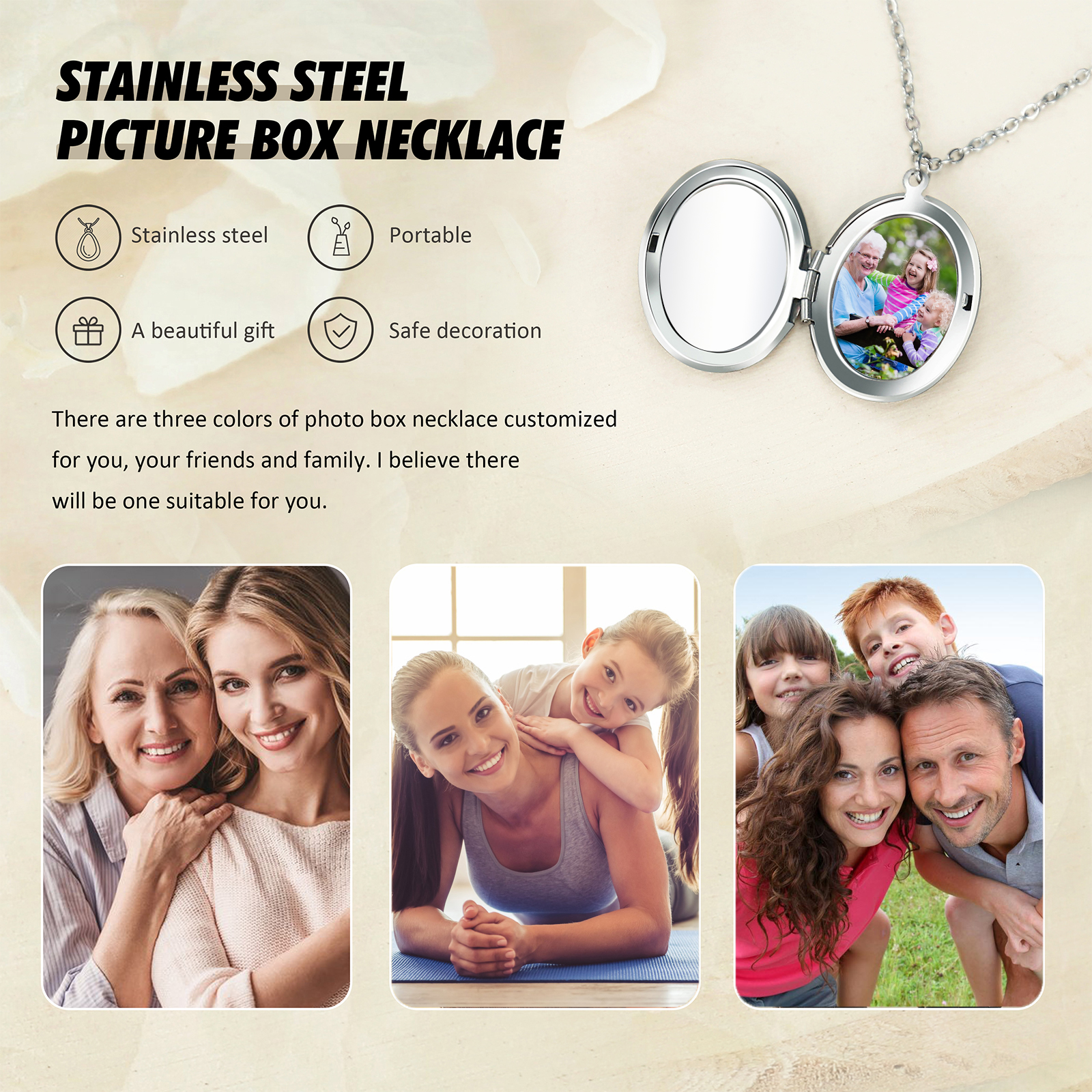 Personalised Birth Flower Locket Necklace, Custom 1 Photo  & 1 Name Pendant Gift for Grandma | Jessemade