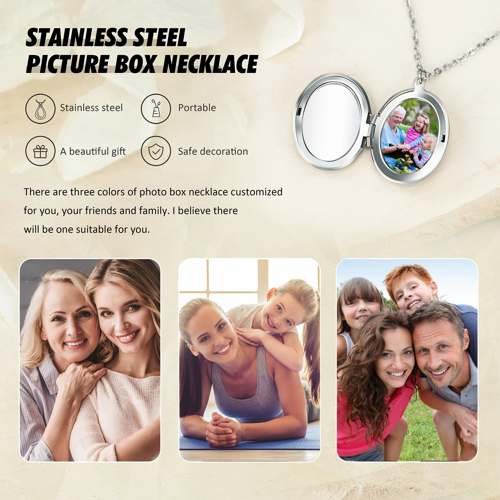 Personalised Birth Flower Locket Necklace, Custom 1 Photo  & 1 Name Pendant Gift for Grandma | Jessemade