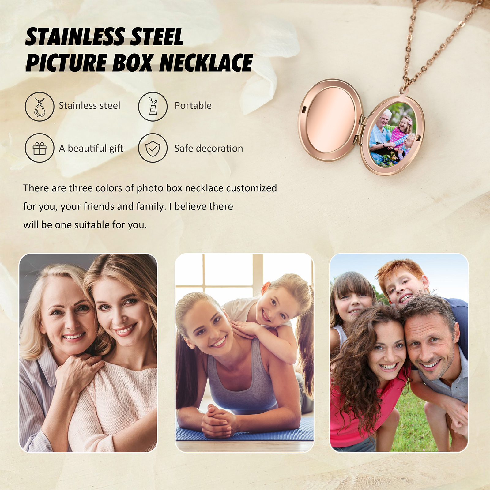 Personalised Birth Flower Locket Necklace, Custom 1 Photo  & 1 Name Pendant Gift for Grandma | Jessemade