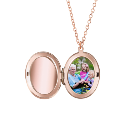 Personalised Birth Flower Locket Necklace, Custom 1 Photo  & 1 Name Pendant Gift for Grandma | Jessemade