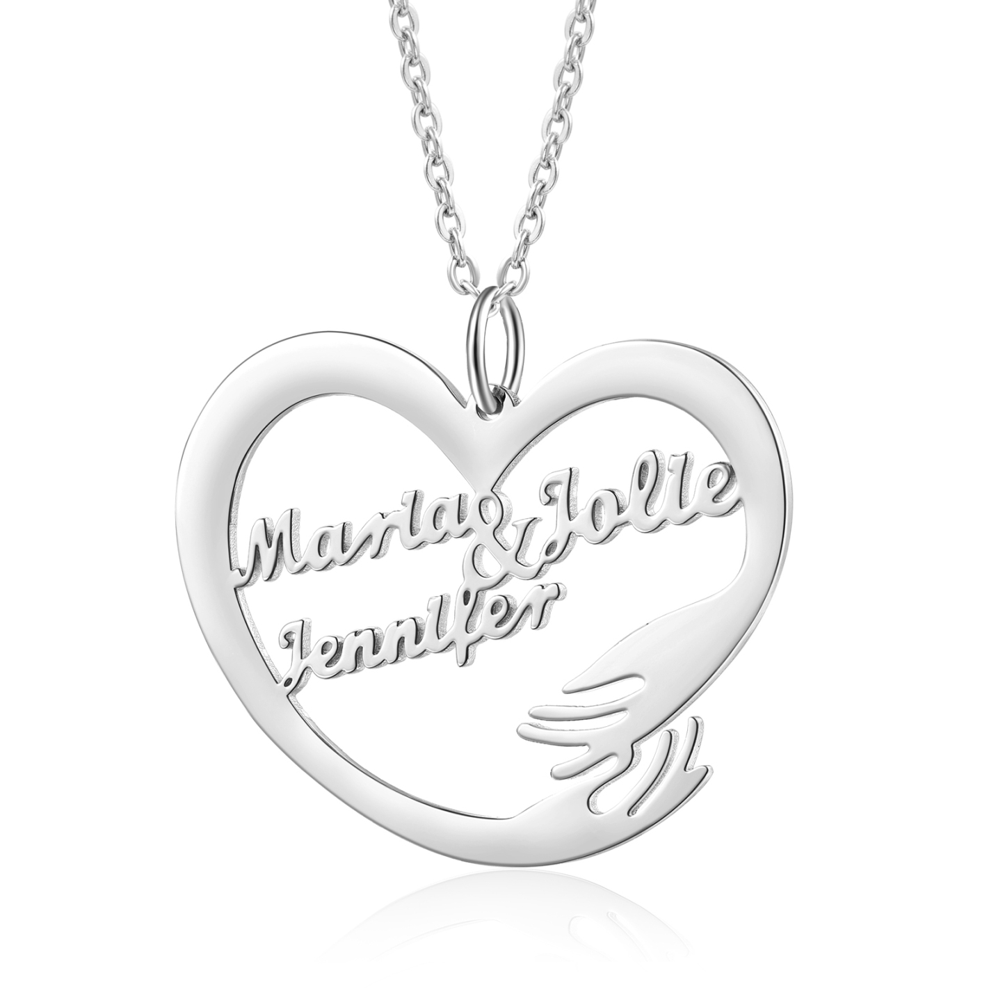 Personalized 3-Name Heart Necklace, Custom Women's Pendant Necklace, G
