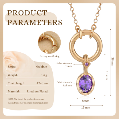 Personalised Birthstone Necklace, Custom Gold Pendant with Simulated Stone for Women | Jessemade