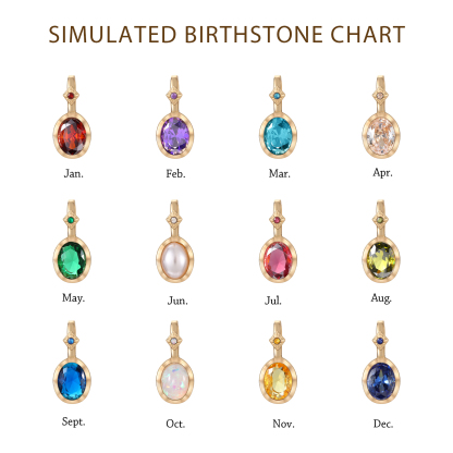 Personalised Birthstone Necklace, Custom Gold Pendant with Simulated Stone for Women | Jessemade