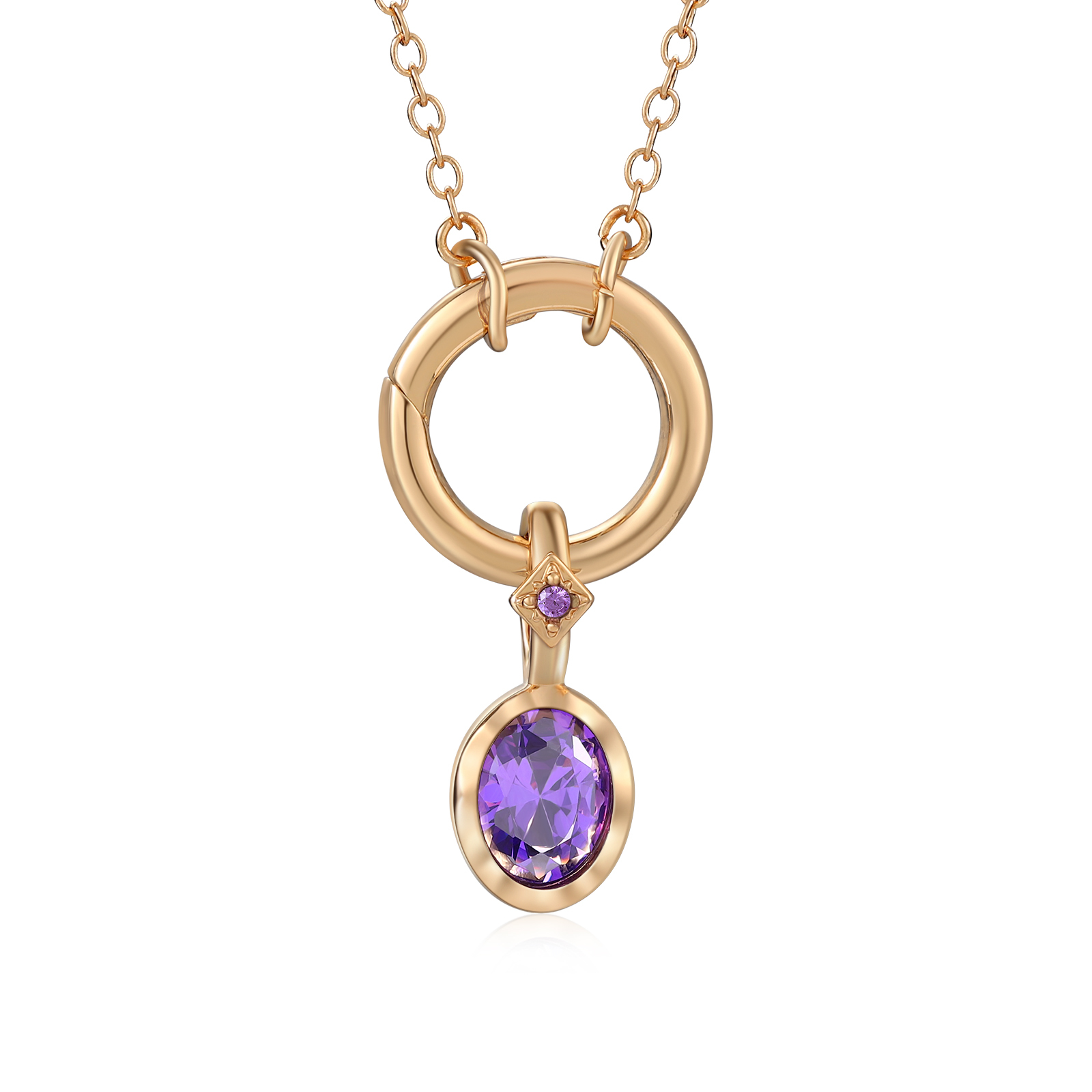 Personalised Birthstone Necklace, Custom Gold Pendant with Simulated S