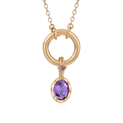 Personalised Birthstone Necklace, Custom Gold Pendant with Simulated S