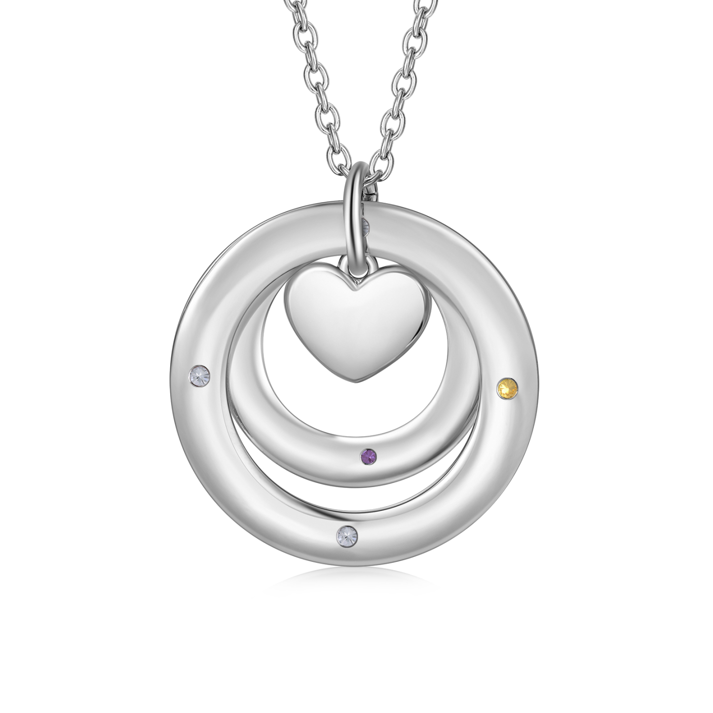 Personalized Women's Birthstone Necklace with 4 Names & 4 Birthstones & 1 Text Design Gift for Her | Lorajewel